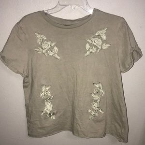 Rue 21 olive green embroidered crop top